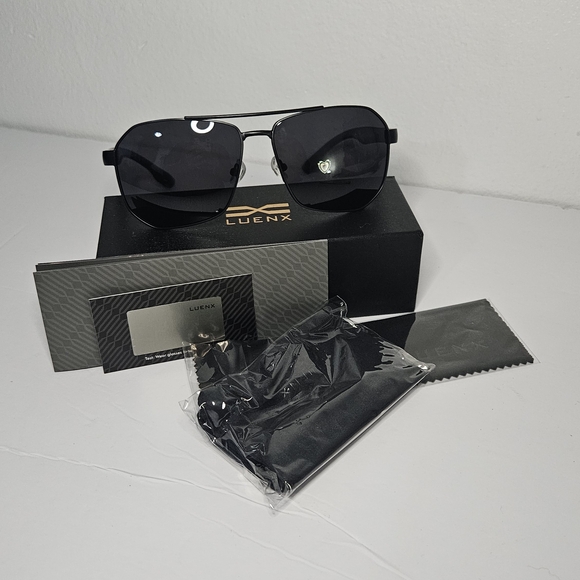 LUENX Sunglasses for Men Square Polarized Polygon Lens - UV 400 Protection with - Picture 3 of 12